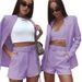 2024wish European And American Cross-Border Tops Shorts Suit Set Sexy Elegant Women's Fashion Casual Lapel Cardigan_ecoleips.com