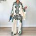 Women's clothing autumn new fashion printed lapel bat sleeve top loose trousers two-piece set_ecoleips.com