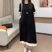 Plus Size Women's Summer High-End French Design Patchwork For Chubby Women, Belly Covering, Slimming, Hepburn Style_ecoleips.com