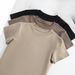2025 Summer New Front Shoulder Short-sleeved T-shirt Women's Slim-fitting Waist Spice Girls' Casual And Thin Round Neck Short Top Women_ecoleips.com