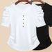 Women's Clothing New Style Puff Sleeve Slim Short Sleeve High End Niche Pleated T Shirt Female Slim Top Ins_ecoleips.com