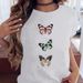 New Large Size Butterfly Floral Round Neck Loose T-shirt Cute Short Sleeve Top For Women_ecoleips.com