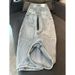 Women's Clothing Plus Size American Style Light Wash Jeans For Women - Loose Wide-Leg Palazzo Pants With Sickle Hem & Letter Print (Blue, S-XXXXL)_ecoleips.com