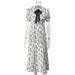 Talenza Floral Print Contrast A-Line Dress For Women Lace Up Lapel Short Sleeve Bodycon Summer Female Fashion Elegant Slim Dress_ecoleips.com