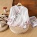 Summer New Vintage Frog Button Stand Collar Diagonal Collar, Ethnic Style, Heavy Work Embroidery, Cotton-Linen Three-Qua_ecoleips.com