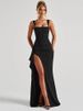 Mozision Black Backless Sexy Maxi Dress For Women Gown Spaghetti Strap Sleeveless Thigh High Split Club Evening Long Dress_ecoleips.com