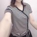 A Large-Size Women's Summer T-Shirt With A Sophisticated Design: Short-Sleeved, Striped, And Featuring A Drawstring Wais_ecoleips.com