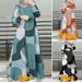 In Stock Cross-Border New Printed Middle Eastern Muslim Malay Full Sleeve Round Neck Robe Long Dress Factory Wholesale_ecoleips.com