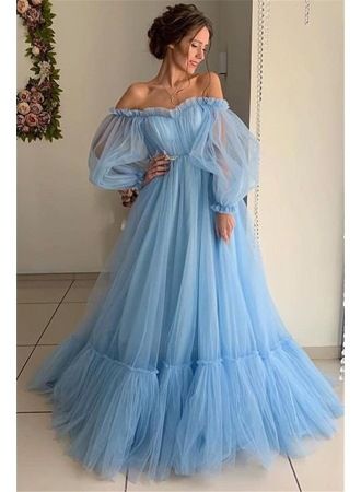 Spring New European And American Women's Clothing One Shoulder Mesh Long Sleeve Wedding Dress Large Swing Dress New_ecoleips.com