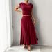 DiYun European And American 2024 Spring/Summer Women's Elegant Slim-Fit Solid Color Short-Sleeve_ecoleips.com