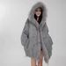 girl 2025 Winter New Style Raccoon Collar Rabbit Reversible Fur Parka Mid-Length Women's Coat_ecoleips.com