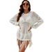 Long Sleeve Fishing Net Cover-Up Blouse - Beach Sun Protection Top For Swimsuits, European & American Summer Style_ecoleips.com