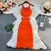 YuooMuoo Chic Fashion Sexy Hollow Out Waist Knitted Summer Dress Women Slim Elastic Bodycon Party Dress Streetwear Lady Outfits_ecoleips.com
