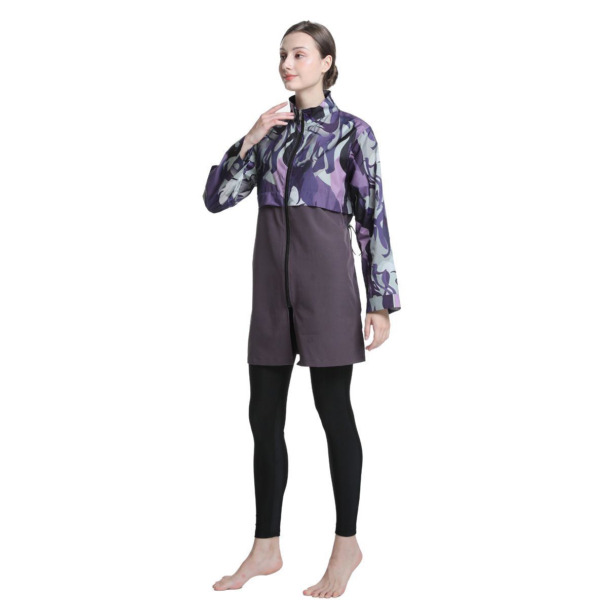 Conservative Middle Eastern Three Piece Swimsuit Printed Long Sleeve Long Leg Beach Surfing Sun Protection Women's Swimwear_ecoleips.com