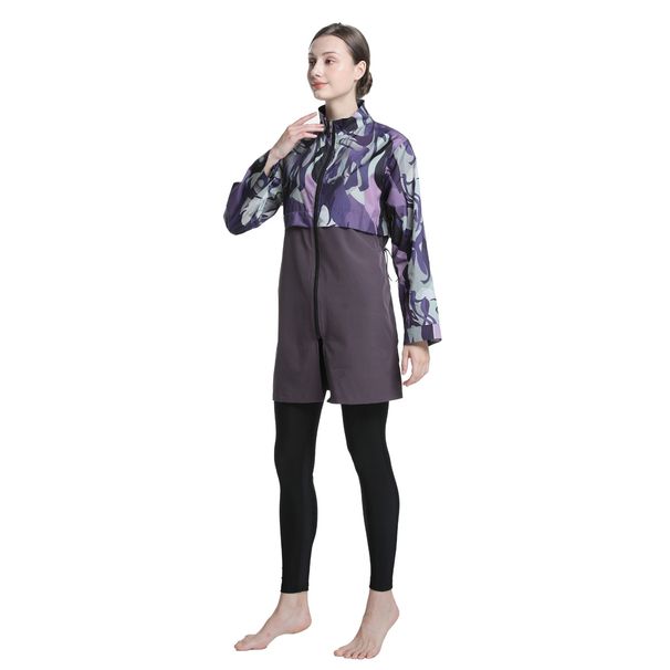 Conservative Middle Eastern Three Piece Swimsuit Printed Long Sleeve Long Leg Beach Surfing Sun Protection Women's Swimwear_ecoleips.com