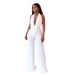 Women's Clothing Sexy Halterneck Deep V Top Temperamental And Fashionable Pure White Wide Leg Pants Two Piece Set_ecoleips.com