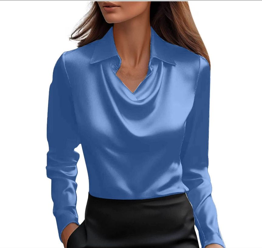 Women's Simple Printed Swing Collar Shirt Temperament Top_ecoleips.com