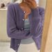 Elegant Solid Color Knitted Cardigan For Women - Soft Long Sleeve Pullover With Round Neck, Lightweight & Stylish Casual Outerwear_ecoleips.com