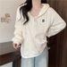 European And American Retro Hooded Cardigan Fleece Sweatshirt For Women, Autumn Thin Loose Oversized Top Jacket, Trendy_ecoleips.com