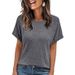 Women's Solid Color Crew Neck Short Sleeve T-Shirt Versatile Color Palette Ribbed Casual Top Summer Hot Selling_ecoleips.com