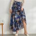 Floral Print Wrap Skirt With Pockets – Elastic Waist A-Line Skirt For Women (Blue/Black/Botanical/Red, S-XXL)_ecoleips.com