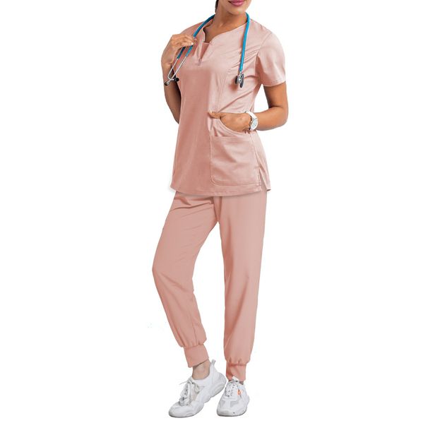 Dentist Surgical Gown Female Split Wash Clothes Suit Nursing Work Clothes Elastic Quick Drying Hospital Nurse Uniform Thin_ecoleips.com