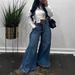 2025 New Spring Retro European And American Style Wide Leg Jeans Stitching Floor Length Flared Pants Tassels_ecoleips.com