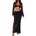 2025 Summer Women's New Style Tie Sleeve Bodycon Casual Knitted Long Dress Set_ecoleips.com