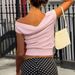 Essential Rib-Knit Camisole Top: Asymmetrical Off-Shoulder Design For Women | Soft Stretch Viscose | Casual Summer Basic In Pink & Yellow_ecoleips.com
