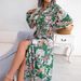 Women's Clothing Spring And Summer Retro Flower Lapel Tie Shirt Dress_ecoleips.com