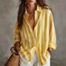 Women's Oversized Striped Shirt - Flowy Long Sleeve Blouse With Lapel Collar For Work & Weekend (S-XXL, 3 Colors)_ecoleips.com