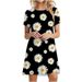 3D Daisy Print Dresses For Summer Plant Flowers Short Sleeve Dress Fashion O-Neck Loose Dress Oversized Women Casual Clothing_ecoleips.com