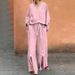 Women's Clothing Long Sleeved Shirt And Trousers Suit Spring And Summer Outer Wear Simple Solid Color Casual Suit_ecoleips.com