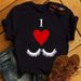 European And American Cross-border Foreign Trade Wholesale Clothing Sexy Eyelash Print Round Neck Plus Size Short-sleeve_ecoleips.com