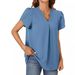 Summer V Neck Petal Sleeve Shirt For Women Simple Stylish Relaxed Everyday Wear Comfortable Feshion_ecoleips.com