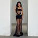 Aria Basics Aria Basics Foreign Trade European And American Summer Women's Clothing Mesh Lace Trim Strap Sheer Sexy Nightdress Vacation Style_ecoleips.com
