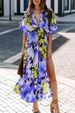 Cross Border Summer European And American Clothing New Sexy High Waist Fashion Printed Slit Dress For Women_ecoleips.com