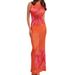 Summer 2024 New European And American Style Floral Print Long Sleeveless Sexy Sheer Slim Fit Bodycon Dress_ecoleips.com