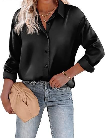 European American Cross-border Women's Satin Tops, Bestseller, Stylish And Versatile, Loose-fitting Long-sleeve_ecoleips.com