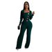 Women's Clothing Personalized Line Stitching Large Button Long Sleeved Sports Fitness Jumpsuit_ecoleips.com