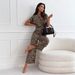Women's Clothing Summer Hot Style V Neck Sexy Leopard Zebra Pattern Waist Trousers Jumpsuit_ecoleips.com