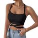 Women's Summer Tank Top Backless Short Sleeve Cropped Milk Silk Thin Style Can Be Worn Alone_ecoleips.com