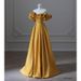 Women's Clothing One Shoulder Banquet Evening Dress For Women Satin Yellow Temperament Light Luxury Niche High End Art Exam Host Dress_ecoleips.com