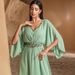 Women's Clothing Solid Color Elegant Swing V Neck Dress_ecoleips.com