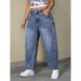 Women's Summer Loose Straight Leg Wide Leg Jeans Washed Denim New Style_ecoleips.com