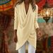 Women's Elegant Long Sleeve Top Solid Color V Neck mid Length Shirt Crossover Design Irregular Hemline for Casual Occasions_ecoleips.com