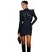 Women's Sexy High-Neck Bodycon Dress Long Sleeve Ruched Slim Fit Mini Dress for Fall And Winter_ecoleips.com