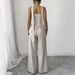Women's Elegant Strapless Asymmetrical Lounge Set Soft Peach Beige Wrinkle-Free Polyester Chic Minimalist Outfit S to XL_ecoleips.com