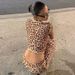 French-style Women's Clothing 2025 Autumn And Winter New Fashion Leopard Print Cropped Long-sleeve Top Slim-fit Shorts_ecoleips.com