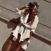 Summer New Cross Border Irregular Short Dress round Neck Batwing Sleeve Pleated Casual Elegant Fashion European American Style_ecoleips.com